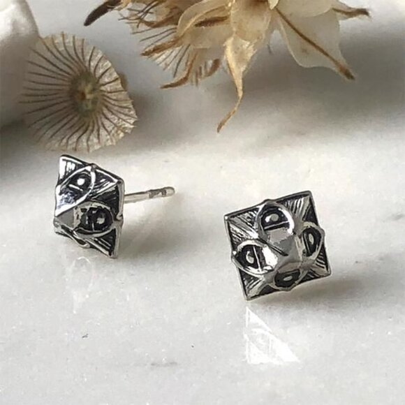 Sterling Silver Pyramid Stud Earrings by Astor & Orion - Goth Punk, Witchy, Boho - Picture 6 of 8